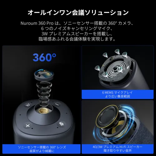 Nuroum 360 Pro ウェブカメラ web会議用 C50S HD 360度カメラビデオ会議webカメラ| Nuroum 360 Pro | Nuroum 日本
