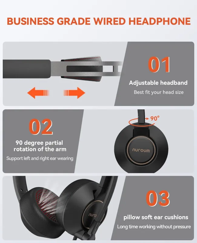 Nuroum Business-Headset HP11SU mit 3,5 mm+USB