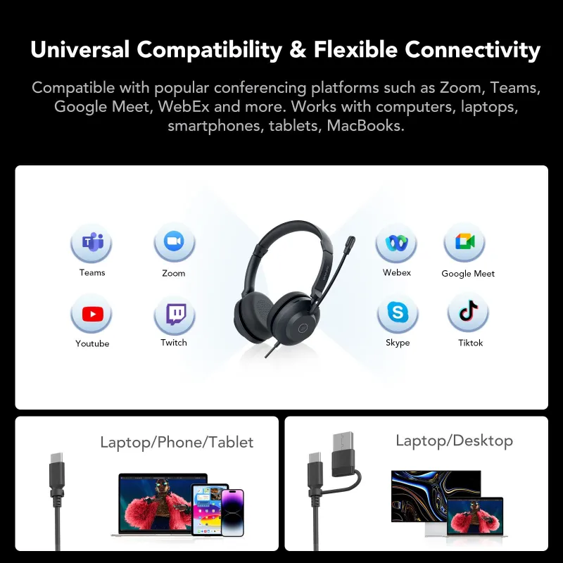 Nuroum HP21 auriculares empresariales con USB profesional
