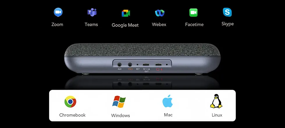 Compatible with Zoom, Teams, Google Meet, Webex, and Facetime