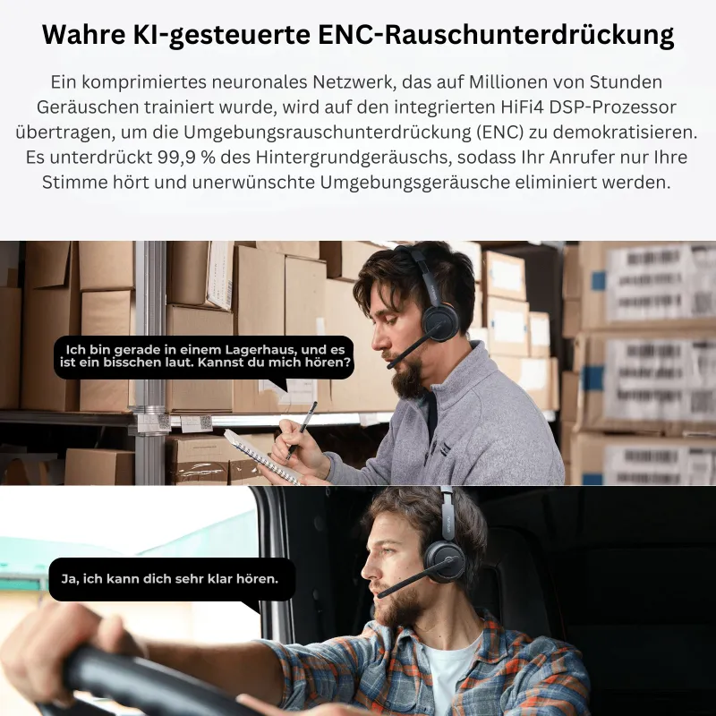 HP31S Leichtes Single-Ear Kabellos Headset mit Noise-Cancelling für offene Arbeitsumgebungen - inkl. USB-Dongle & Ladestation