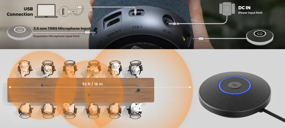 Nuroum C40 audio setup with expansion microphones