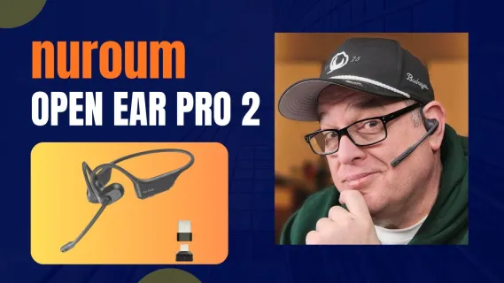 Andrew wearing the Nuroum OpenEar Pro2 wireless headset for business calls