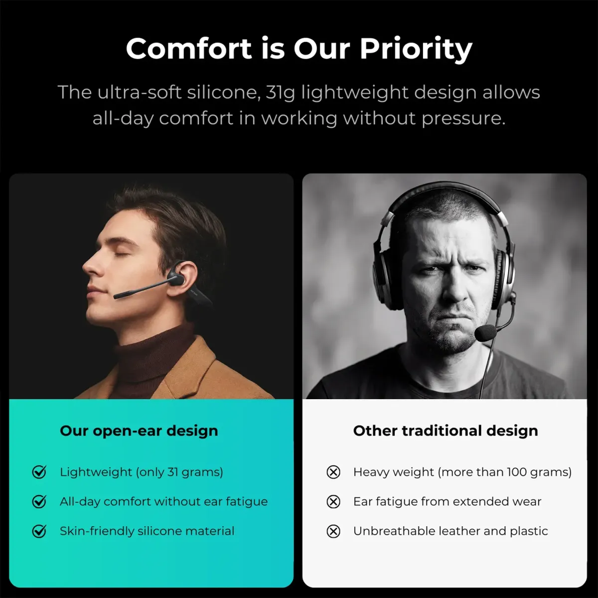 see the difference between best open ear headphones for phone calls nuroum openear pro 2 and others