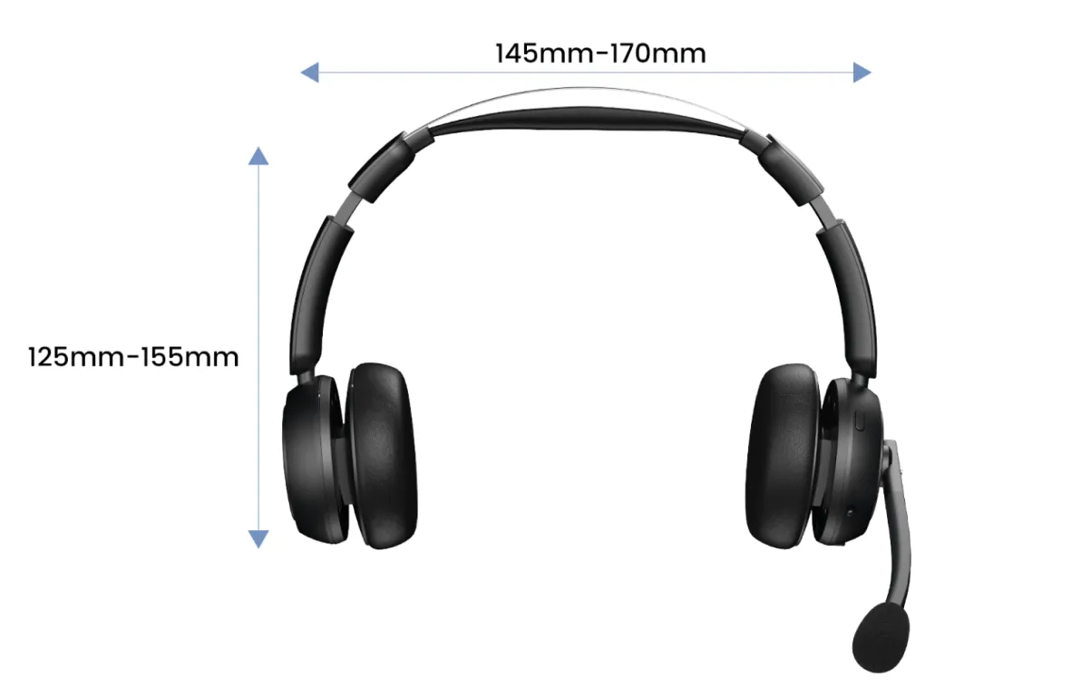 bluetooth noise cancelling headset with mic dimensions