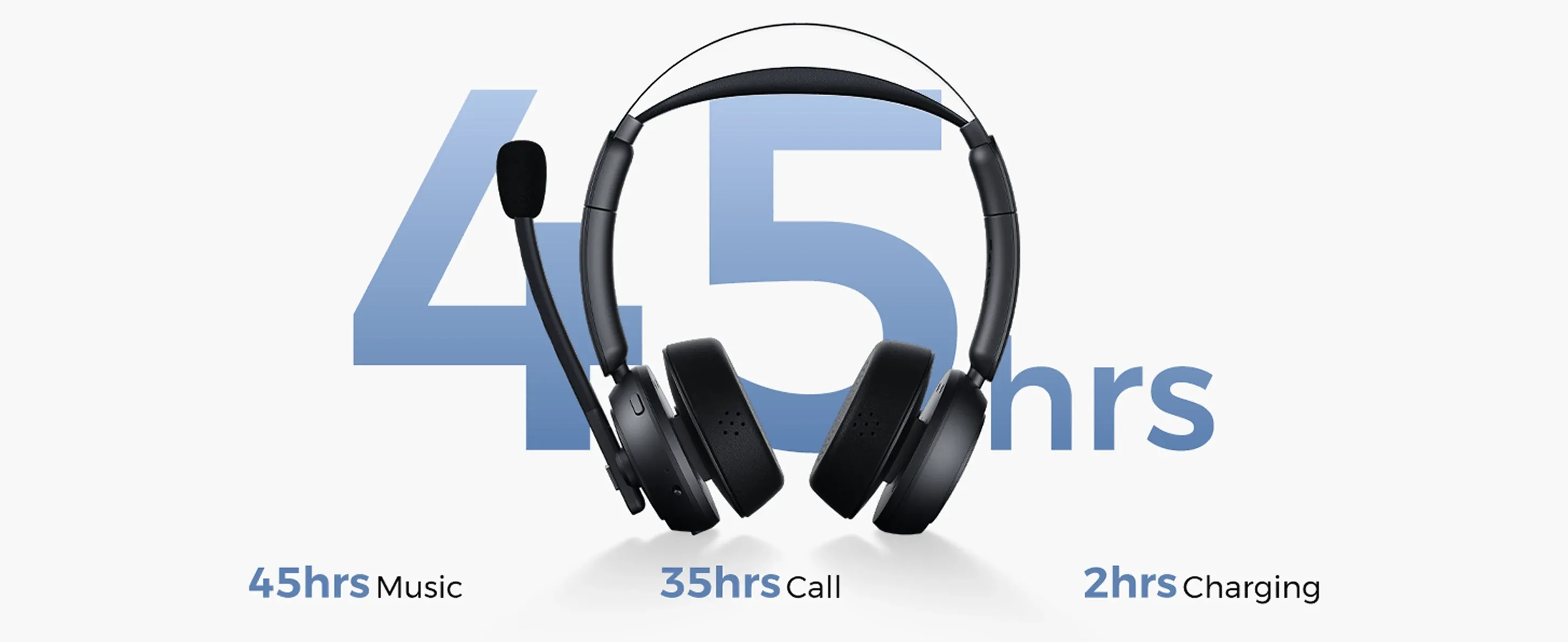 bluetooth noise cancelling headset with mic long battery pc