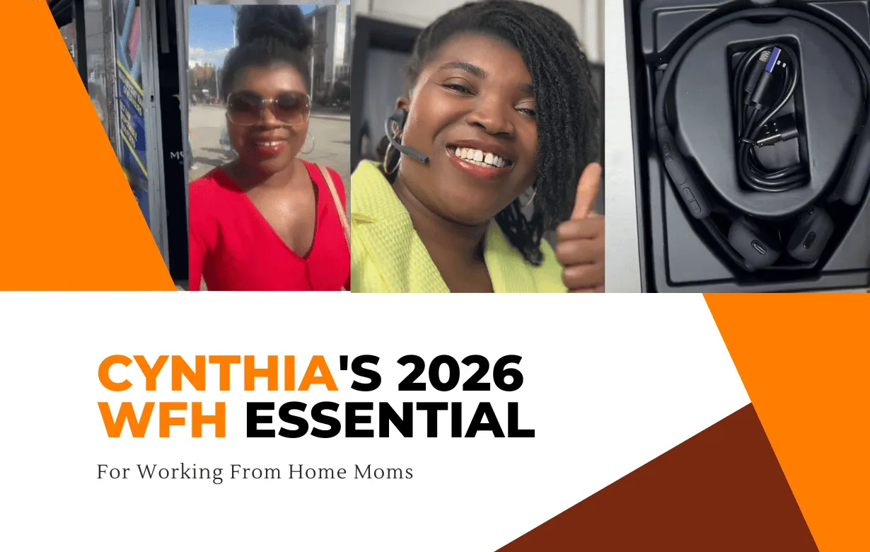 mom cynthia is showing people her new wfh headset