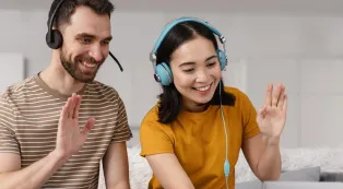 Headsets with noise-cancelling mics for video calls