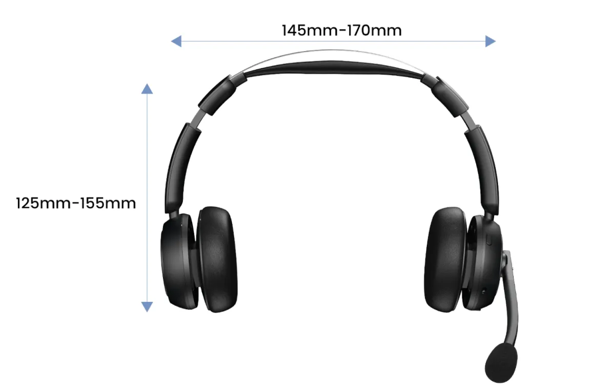 hp31d bluetooth noise cancelling headset with mic dimensions