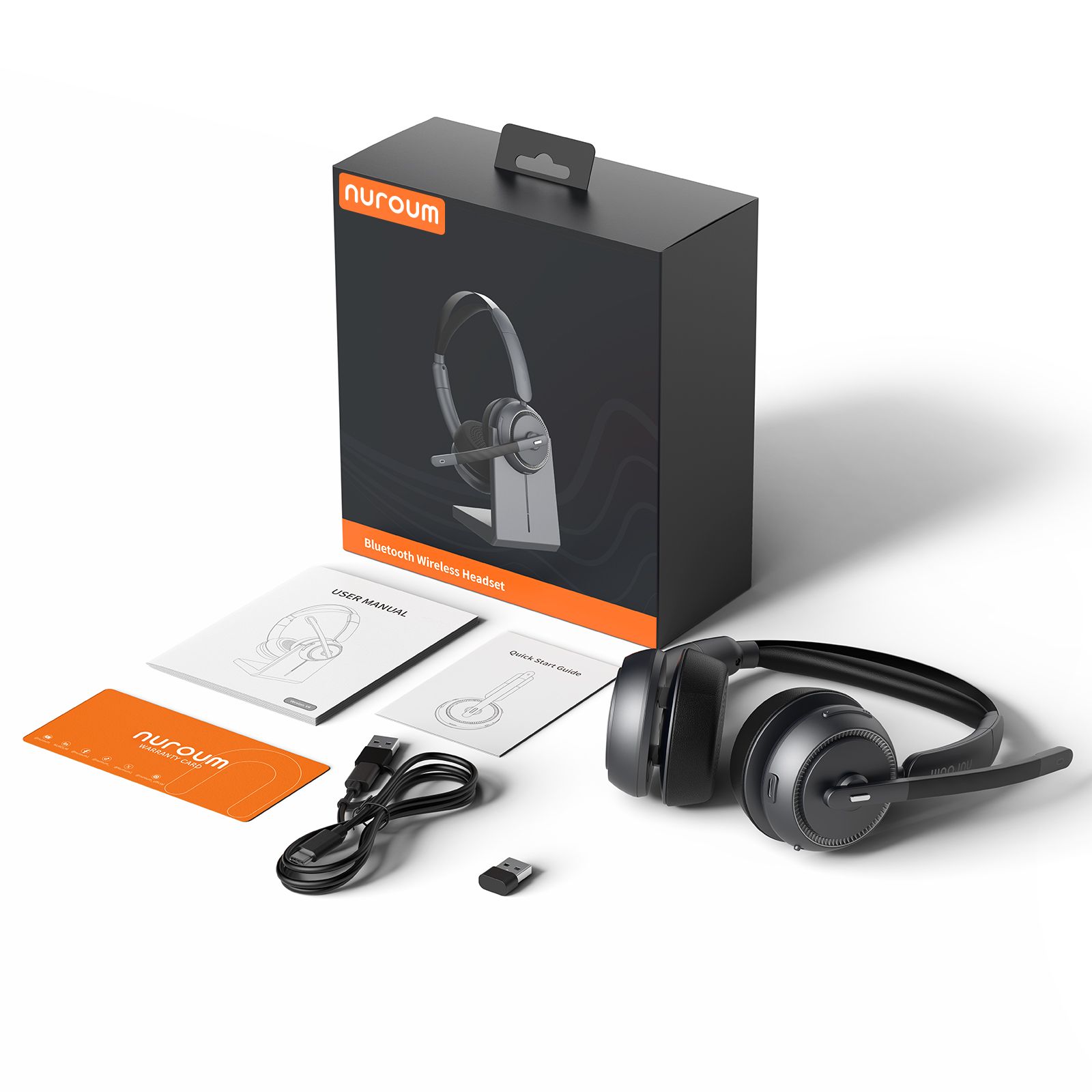 nurom HP31Dワイヤレス ヘッドセット Bluetooth HP31D Wireless Headset with AI ENC Noise Cancellation | USB
