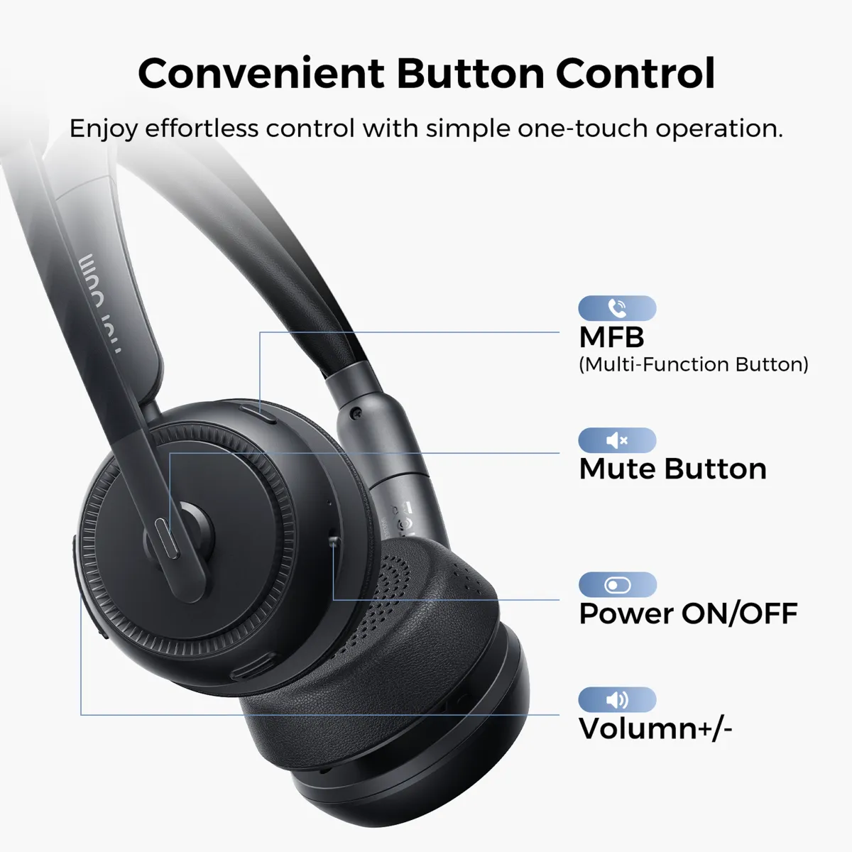 noise cancelling headphones for call center buttons hp31d