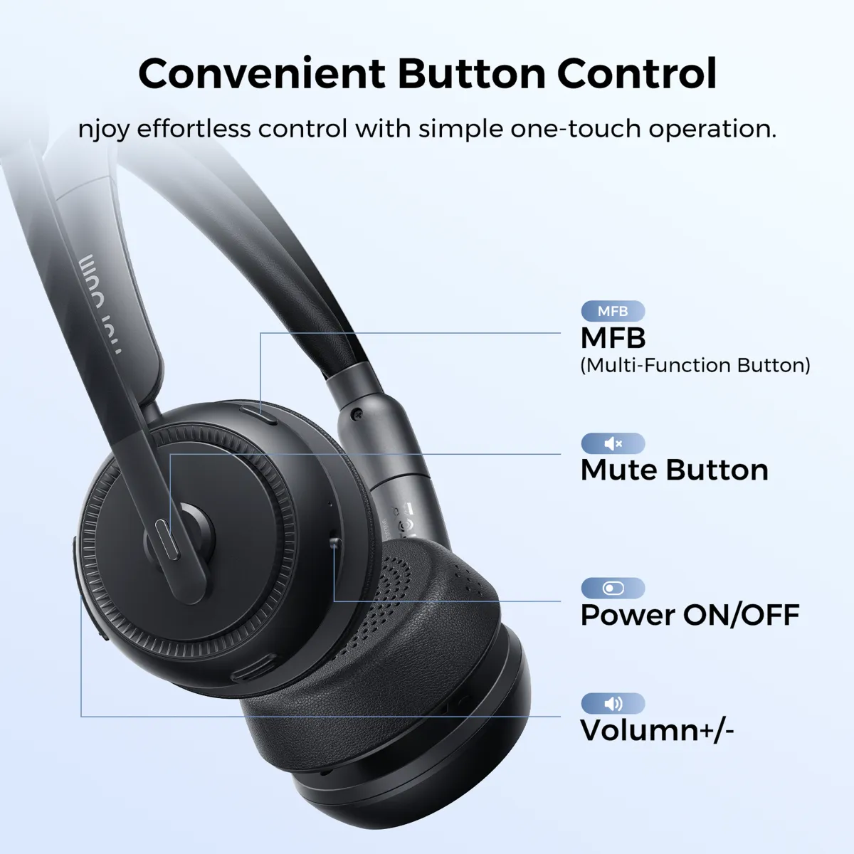 noise cancelling headphones for call center buttons hp31d