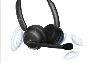 noise cancelling headphone for call center with 2 advanced mics