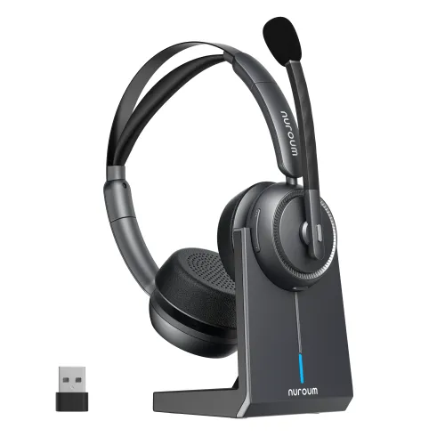 nurom HP31Dワイヤレス ヘッドセット Bluetooth HP31D Noise Cancelling Headphones for Work | USB Dongle & Charging