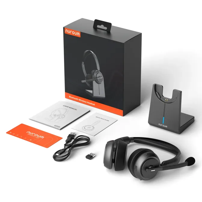 unboxing the wireless headphones with noise cancelling mic