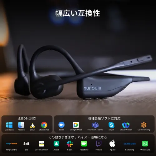 Nuroum OpenEar Pro2 オープンイヤーイヤホン マイク付き Nuroum OpenEar Pro2 オープンイヤー ワイヤレスイヤホン ビジネスモデル