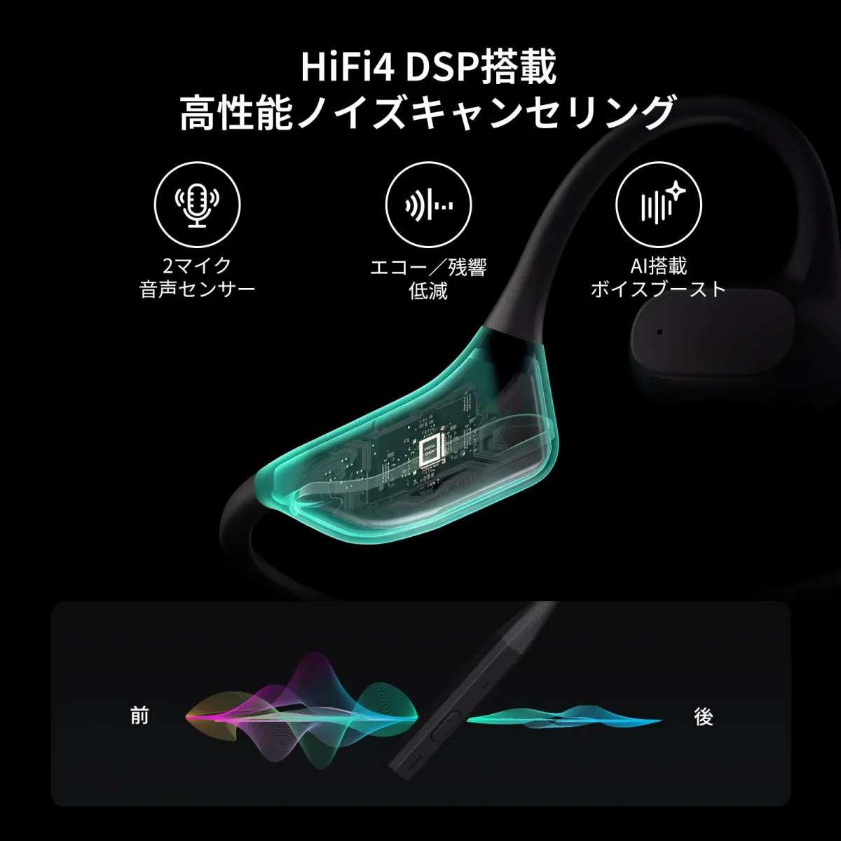 open ear headphone with mic with effective noise cancelling