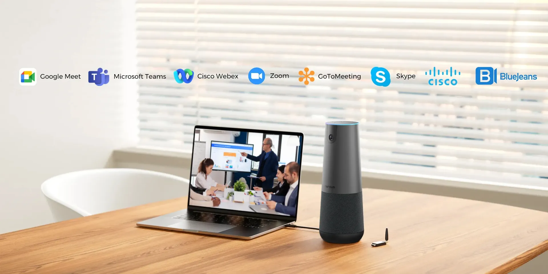 Nuroum C40 conference camera with universal video conferencing platform compatibility