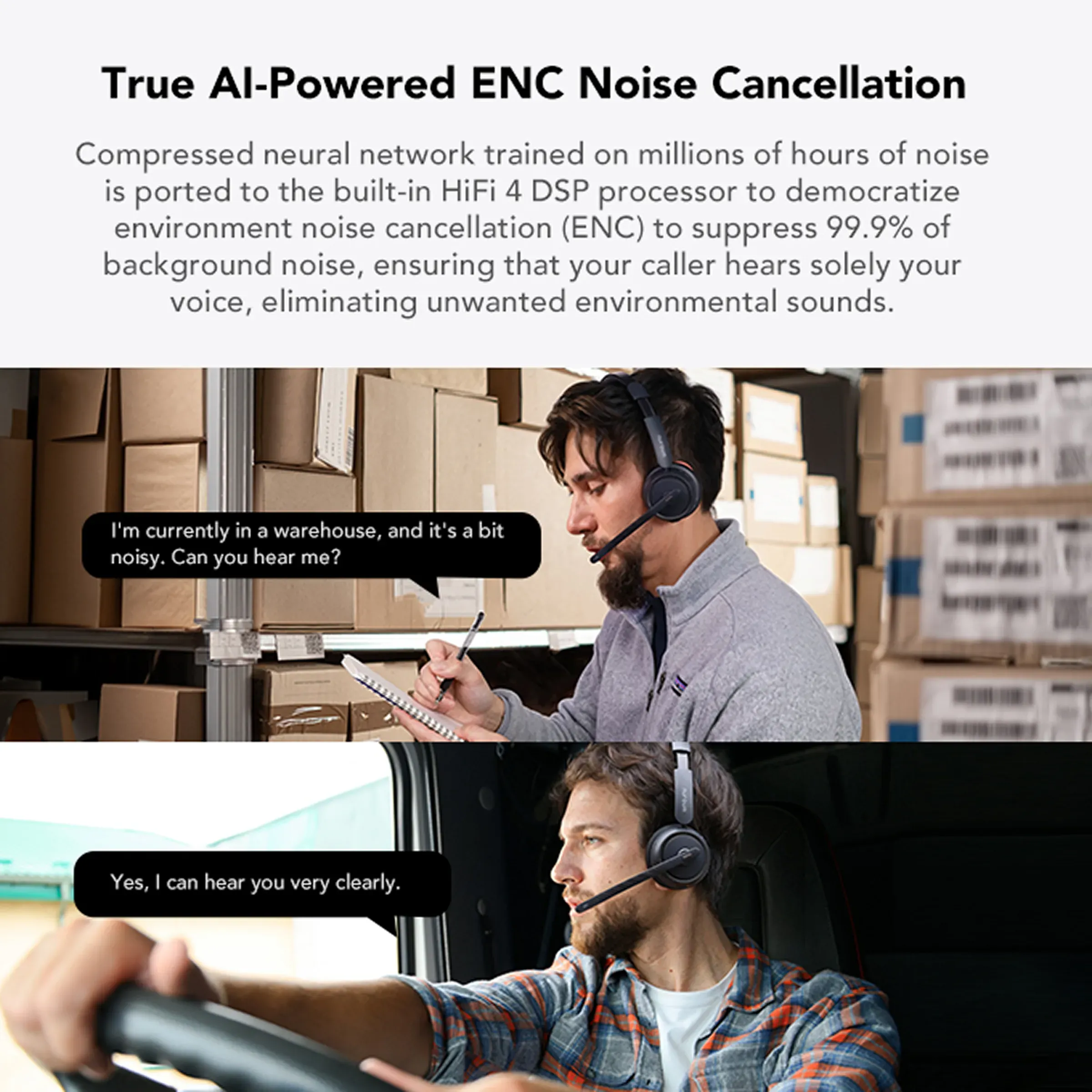 Casque Bluetooth Professionnel Nuroum HP31D - Réduction Bruit ENC, 45h Autonomie - Pour Télétravail, Appels - 9