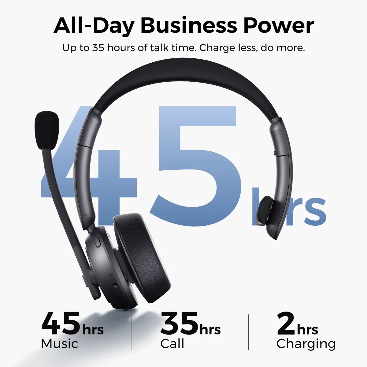 single ear bluetooth headset long battery life