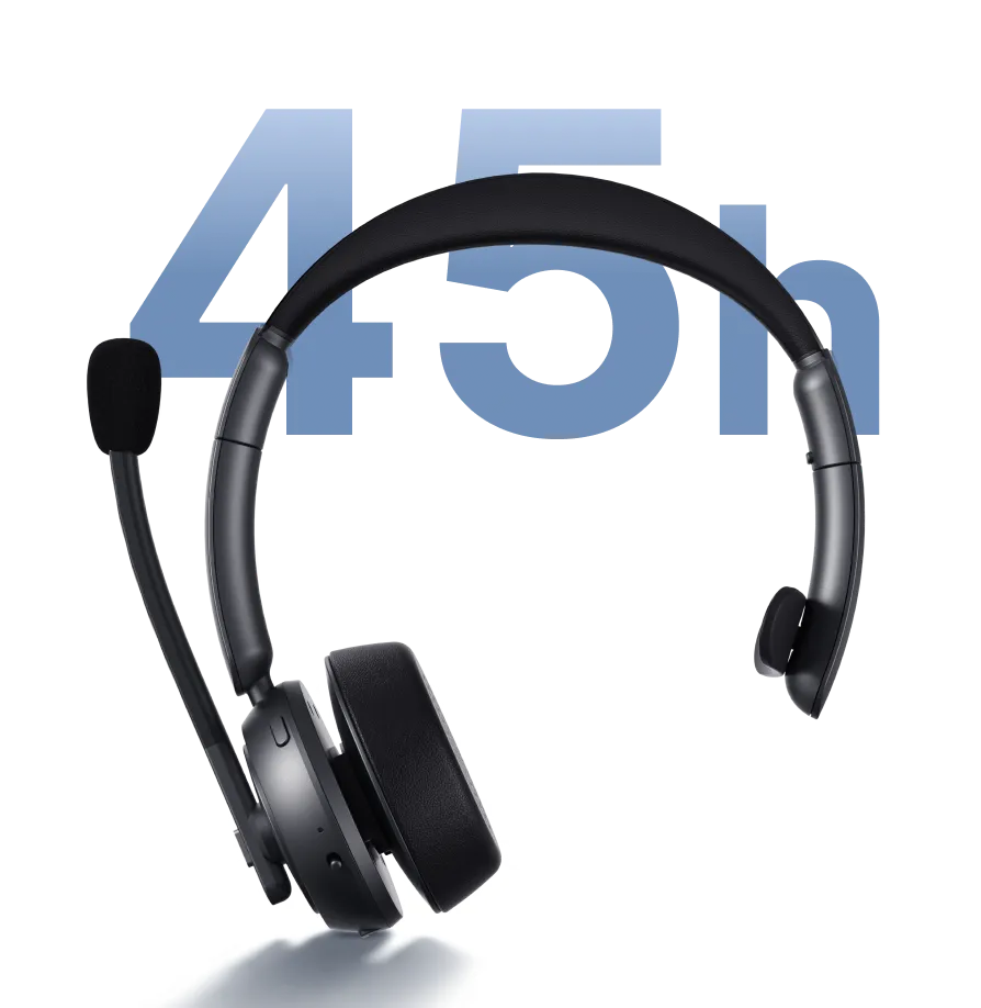 wireless headphones with noise cancelling mic with long battery life 45h