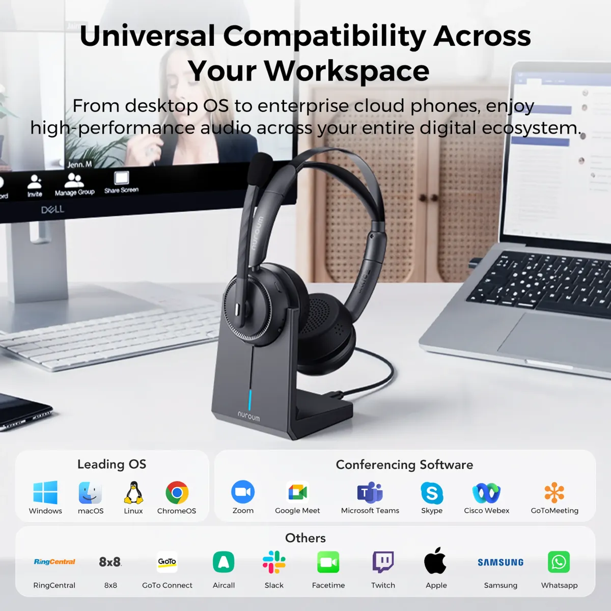 noise cancelling headphone for work with strong compatibility