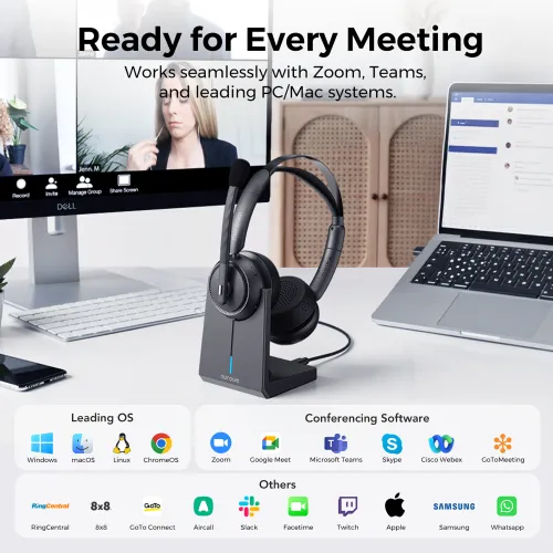 Noise Cancelling Headphone for Work | USB Dongle & Charging Base