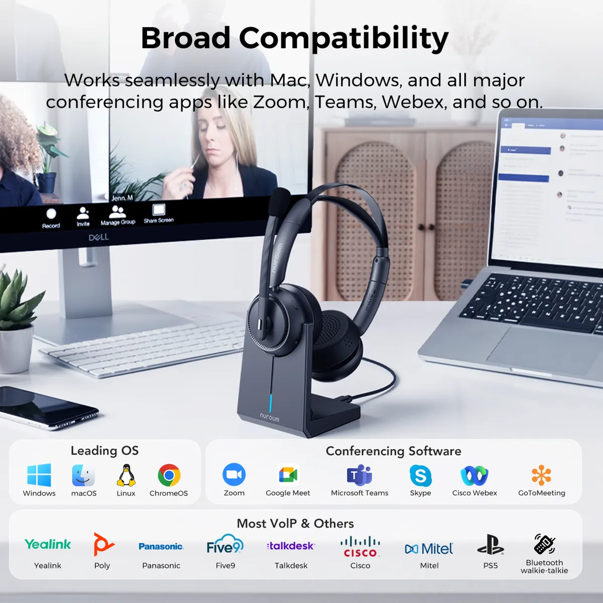 noise cancelling headphone for work with strong compatibility