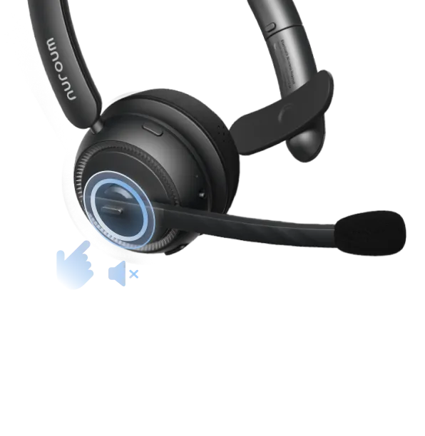 single ear wireless headset with mic for pc for work one-click mute